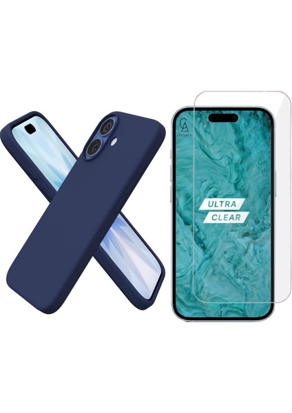 Apple iPhone 17 Uyumlu Içi Kadife Lansman Kılıf ve Temperli Cam Ekran Koruyucu