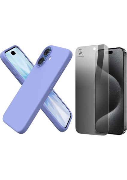 Apple iPhone 17 Uyumlu Içi Kadife Lansman Kılıf ve Hayalet Privacy Tam Kaplayan Cam Ekran Koruyucu