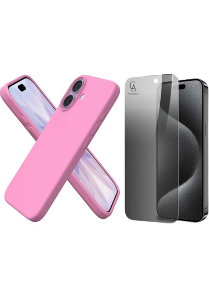 Apple iPhone 17 Uyumlu Içi Kadife Lansman Kılıf ve Hayalet Privacy Tam Kaplayan Cam Ekran Koruyucu