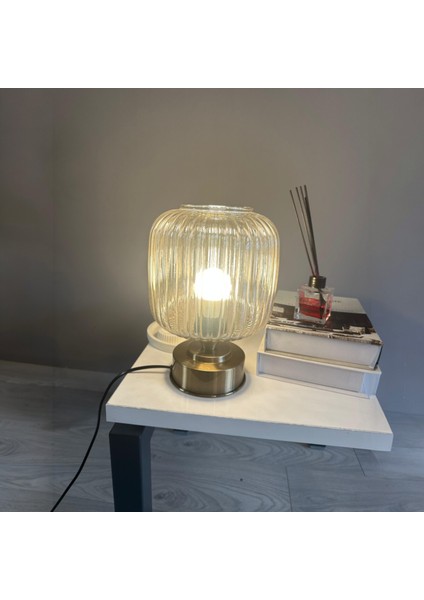 Mopa Cam Bal Rengi Y Piramit Masa Lambası Dekoratif Masaüstü Aydınlatma Hol Abajur Yatak Odası