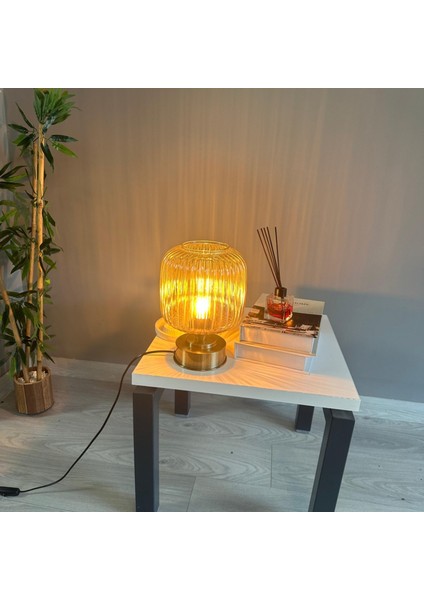 Mopa Cam Bal Rengi Y Piramit Masa Lambası Dekoratif Masaüstü Aydınlatma Hol Abajur Yatak Odası modelleri