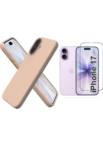 Apple iPhone 17 Uyumlu Içi Kadife Lansman Kılıf ve 5d Tam Kaplayan Cam Ekran Koruyucu