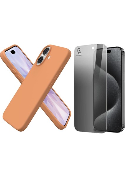 Apple iPhone 17 Uyumlu Içi Kadife Lansman Kılıf ve Hayalet Privacy Tam Kaplayan Cam Ekran Koruyucu