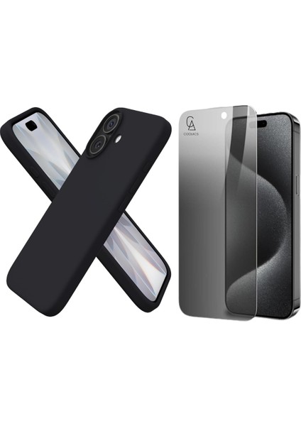 Apple iPhone 17 Uyumlu Içi Kadife Lansman Kılıf ve Hayalet Privacy Tam Kaplayan Cam Ekran Koruyucu