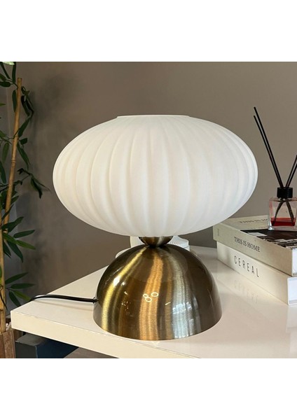 Elegant Cam Beyaz Masa Lambası Dekoratif Masaüstü Aydınlatma Hol Abajur Yatak Odası Başucu Lamba