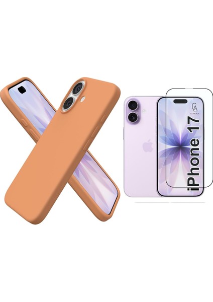 Apple iPhone 17 Uyumlu Içi Kadife Lansman Kılıf ve 5d Tam Kaplayan Cam Ekran Koruyucu
