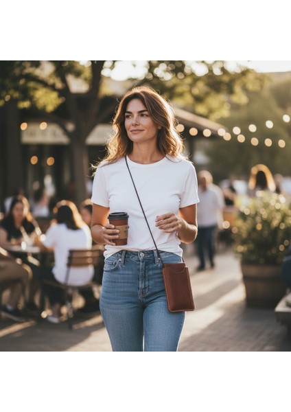 Kadın Omuz Askılı Kart Bölmeli Taba Aura Telefon Çantası indirimleri