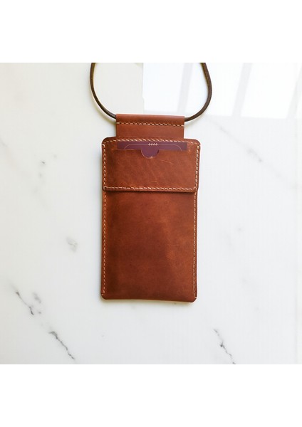 Kadın Omuz Askılı Kart Bölmeli Taba Aura Telefon Çantası