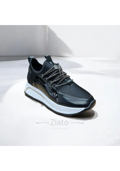 Kadın Siyah Rugan Detaylı Taş Bağcıklı Günlük Rahat Ayakkabı fiyatları