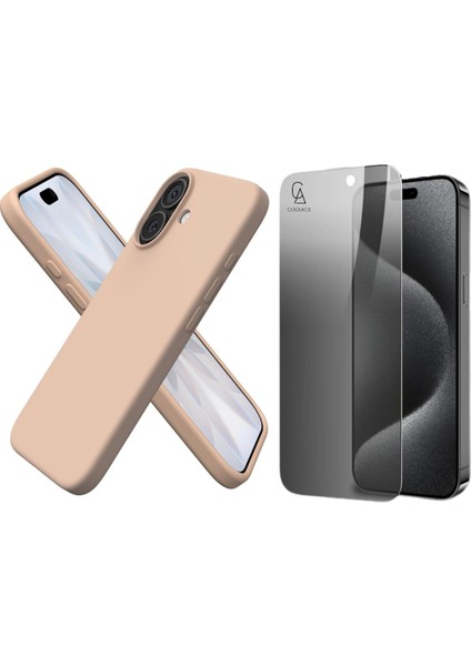 Apple iPhone 17 Uyumlu Içi Kadife Lansman Kılıf ve Hayalet Privacy Tam Kaplayan Cam Ekran Koruyucu