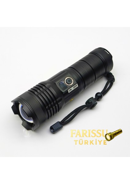 GK9595 100W Lazer LED Profesyonel El Feneri - 7200MAH Powerbank Özellikli, 2200M Menzil, Zoomlu