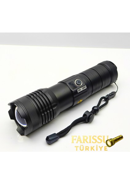 GK9595 100W Lazer LED Profesyonel El Feneri - 7200MAH Powerbank Özellikli, 2200M Menzil, Zoomlu fiyatları
