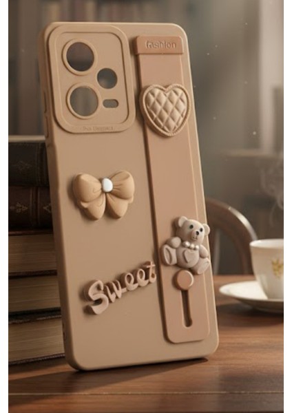 Redmi Note 12 Pro 5g Uyumlu Kılıf Kahverengi Renk 3D Figürlü Darbe Emici Yumuşak Silikon Kapak fiyatları