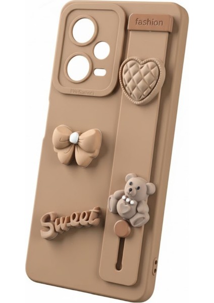 Redmi Note 12 Pro 5g Uyumlu Kılıf Kahverengi Renk 3D Figürlü Darbe Emici Yumuşak Silikon Kapak fırsatları