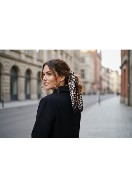 Leopar Desenli Fular 50 x 50 modelleri