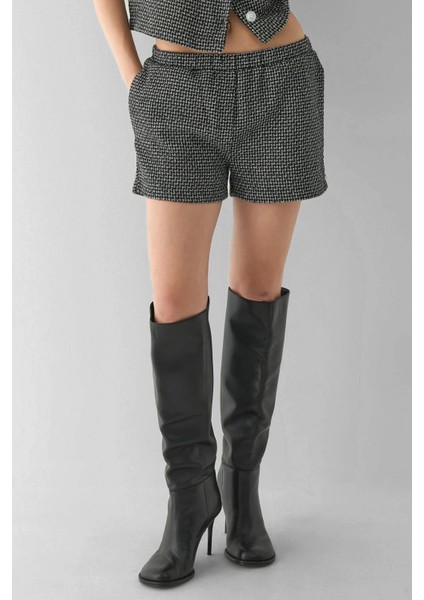 Kadın Tweed Şort Siyah