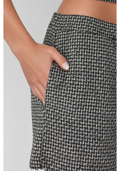 Kadın Tweed Şort Siyah