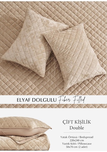 Kapitone Kadife Yatak Örtüsü Seti Çift Kişilik Supersoft 3 Parça Yumuşak Elyaf Dolgulu Çeyizlik fiyatları