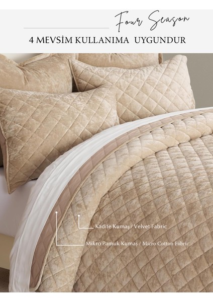 Kapitone Kadife Yatak Örtüsü Seti Çift Kişilik Supersoft 3 Parça Yumuşak Elyaf Dolgulu Çeyizlik fırsatları