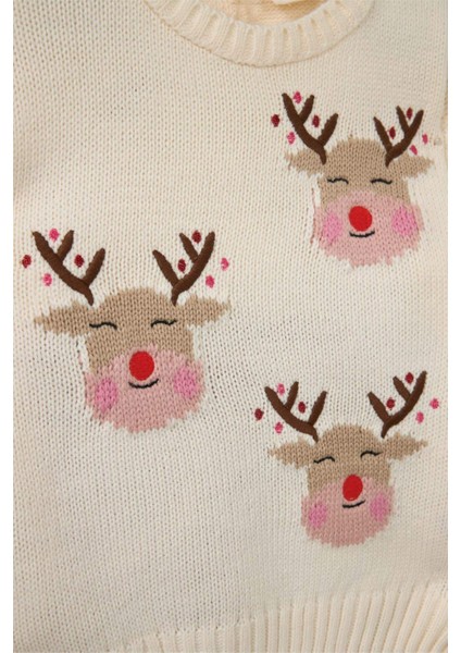 Kız Bebek Yılbaşı Temalı 2'li Takım Triko Kazak Alt F2679A525WN modelleri