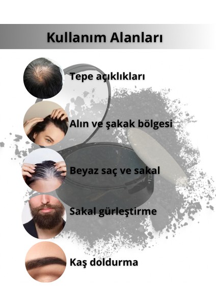 Siyah/Black Suda Çıkmayan Saç Sakal Dolgunlaştırıcı Topik Pudra 14 gr modelleri