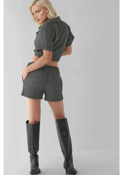 Kadın Tweed Şort Siyah