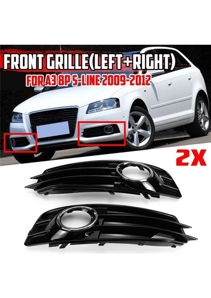 A3 8p 2009-2012 Için Krom Araba Ön Tampon Sis Lambası Izgarası Lamba Kapakları 8P0807681 (Yurt Dışından) fiyatları