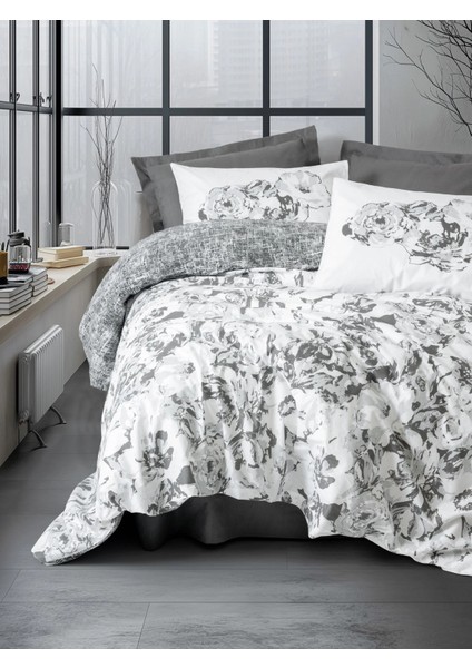 Dual Tek Kişilik Nevresim Takımı Florva Antrasit