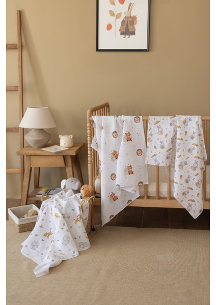 Çok Amaçlı Müslin Örtü & Battaniye 3'lü Set %100 Pamuk Oeko-Teks Sertifikalı 80X80 cm fiyatları