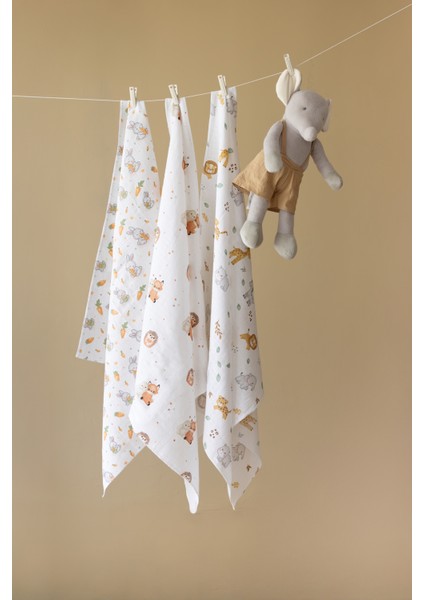 Çok Amaçlı Müslin Örtü & Battaniye 3'lü Set %100 Pamuk Oeko-Teks Sertifikalı 80X80 cm modelleri