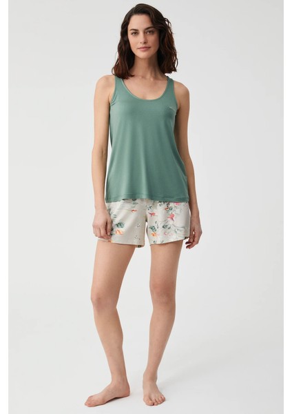 Yumuşak Dokulu Askılı Kadın Şort Takım 2827