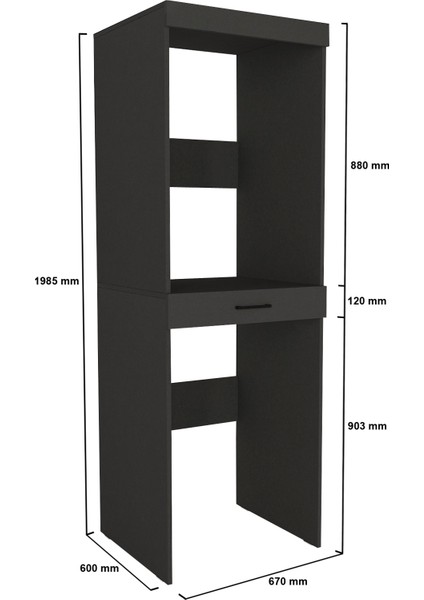Fika Kurutma ve Çamaşır Makinesi Dolabı Çok Amaçlı Dolap Banyo Dolabı Antrasit
