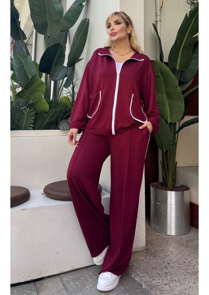 Kadın Büyük Beden Beyaz Biye Detay Likralı Kristal Iki Iplik Takım modelleri