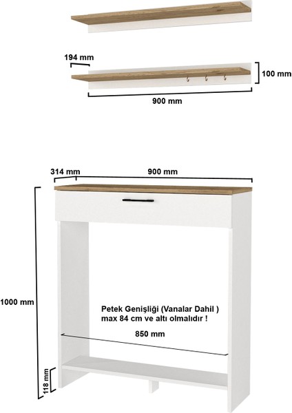 Solana Petek Üstü Kahve Köşesi Dresuar Çok Amaçlı Raf - 90 cm