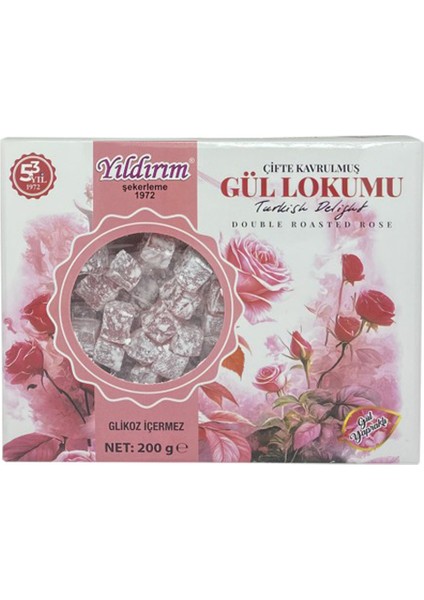 200 Gr. Çifte Kavrulmuş Gül Lokumu