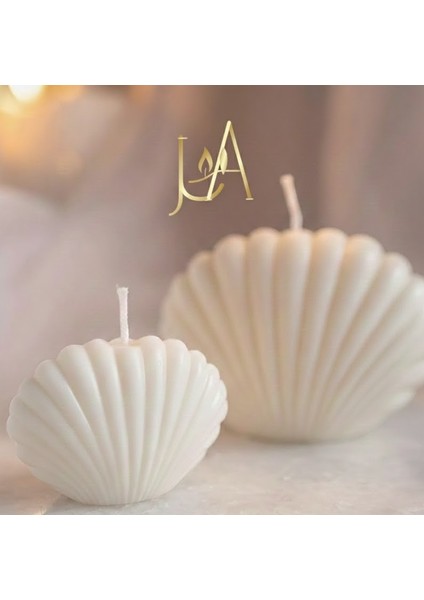 2'li El Yapımı (6 cm & 4 Cm) Dekoratif Istiridye Pinterest Mum Seti "inciserisi"