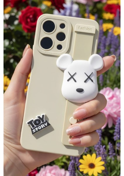 Redmi Note 12 Uyumlu Kılıf Bej Renk 3D Figürlü Darbe Emici Yumuşak Silikon Kapak