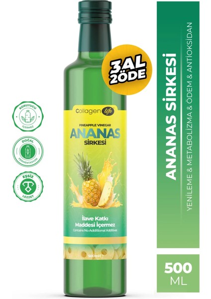 Ananas Sirkesi Doğal Fermantasyon Pineapple Vinegar 500 ml