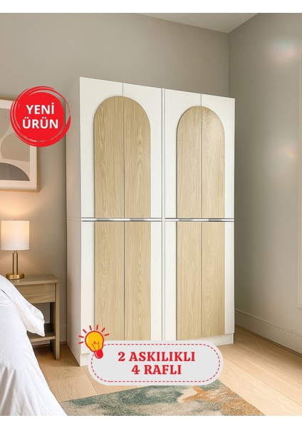 Poy 4 Kapaklı Gardırop - 182 cm Y, 122 cm G - Genç Odası ve Yatak Odası Gardırop