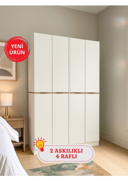 Lias 4 Kapaklı Gardırop - 182 cm Y, 122 cm G - Genç Odası ve Yatak Odası Gardırop