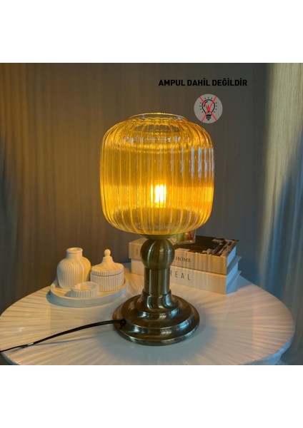 Mopa Cam Bal Rengi Masa Lambası Dekoratif Masaüstü Aydınlatma Hol Abajur Yatak Odası Başucu Lamba