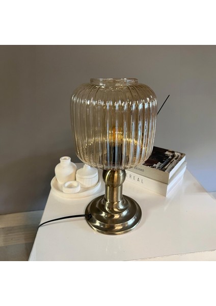 Mopa Cam Bal Rengi Masa Lambası Dekoratif Masaüstü Aydınlatma Hol Abajur Yatak Odası Başucu Lamba fırsatları