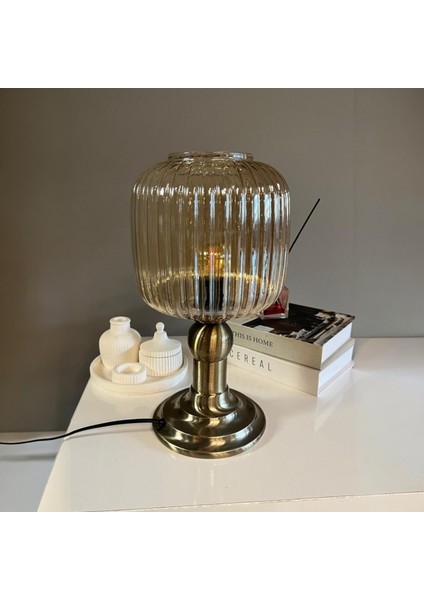 Mopa Cam Bal Rengi Masa Lambası Dekoratif Masaüstü Aydınlatma Hol Abajur Yatak Odası Başucu Lamba indirimleri