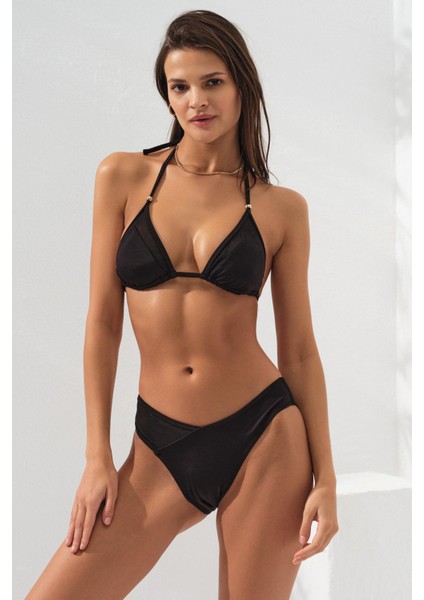 Tül Detaylı Üçgen Bikini Siyah 231210 indirimleri