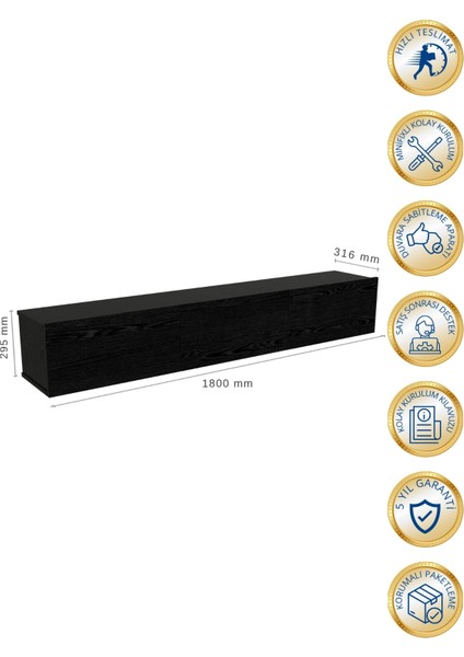 Cercei Tv Ünitesi 180 cm Senkron Siyah