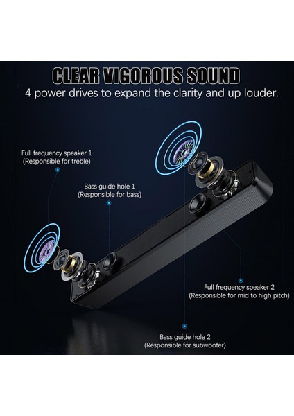 Düğme Hacmi Kontrolü ve 3 5mm Aux Girişine Sahip Bluetooth Bilgisayar Hoparlörleri Pc Dizüstü Bilgisayar Için Taşınabilir Ses Çubuğu Hoparlör (Yurt Dışından) fiyatları