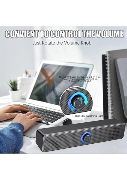 Düğme Hacmi Kontrolü ve 3 5mm Aux Girişine Sahip Bluetooth Bilgisayar Hoparlörleri Pc Dizüstü Bilgisayar Için Taşınabilir Ses Çubuğu Hoparlör (Yurt Dışından) indirimleri