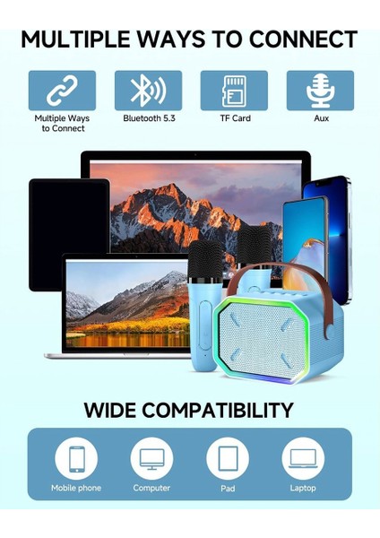 Çocuklar ve Yetişkinler Için Karaoke Makinesi Tv Için 2 Kablosuz Mikrofonlu Taşınabilir Bluetooth Hoparlör Ev Partisi Doğum Günü-B (Yurt Dışından) fırsatları