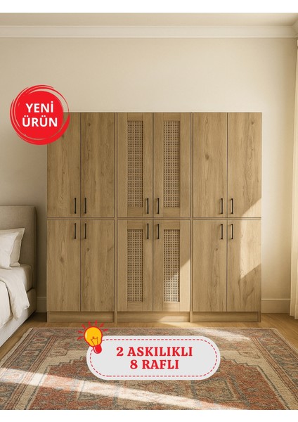 Monza 6 Kapaklı Gardırop - 182 cm Y, 184 cm G - Genç Odası ve Yatak Odası Gardırop