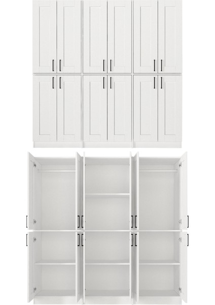 Arden 6 Kapaklı Gardırop - 182 cm Y, 184 cm G - Genç Odası ve Yatak Odası Gardırop